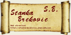 Stanka Breković vizit kartica
